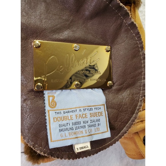 Pellini Jackets Unisex XS Tan Double Face Suede Long Sleeve Pockets Button Front - Picture 10 of 11